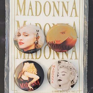 Madonna Blonde Ambition Promo Era Complete Pinback Set of 4 1990 Boy Toy